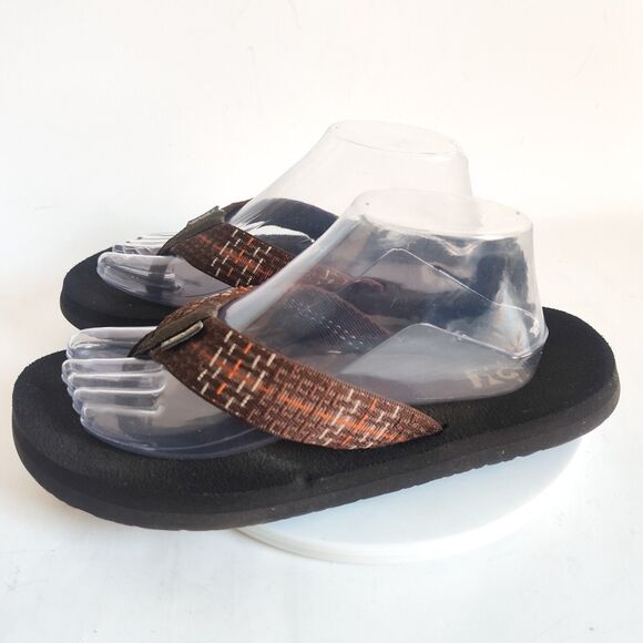 Teva Flip Flops Mens Brown 9 Plaid Mush II Original Sandal Lightweight Quick Dry - Picture 5 of 11